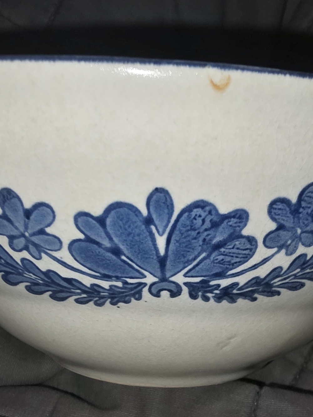 Blue Floral Ceramic Home Art Bowl - Unbranded